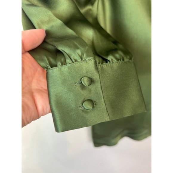 NWT Cami NYC Juanita Silk One-Shoulder Long Sleeve Rosemary Green Mini Dress - Picture 7 of 8